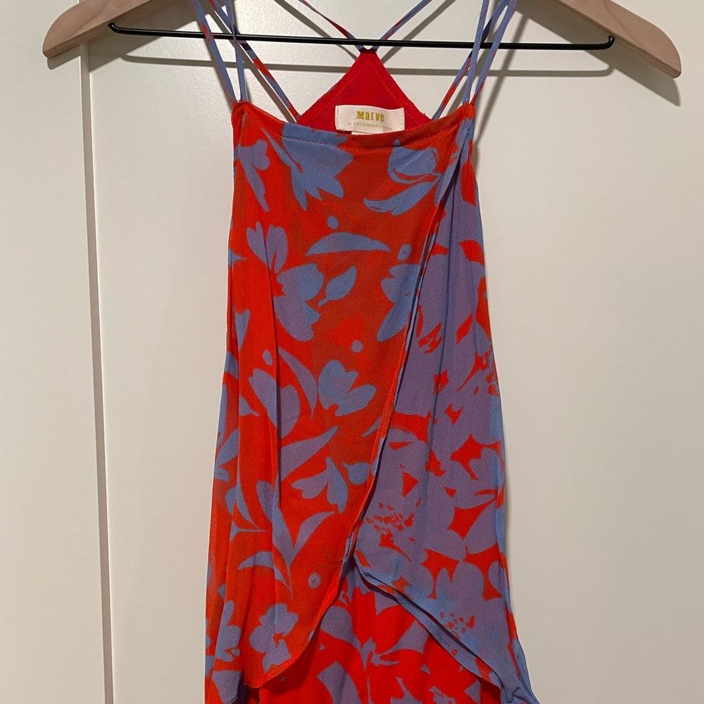 Maeve Anthropologie strappy silk blouse XS